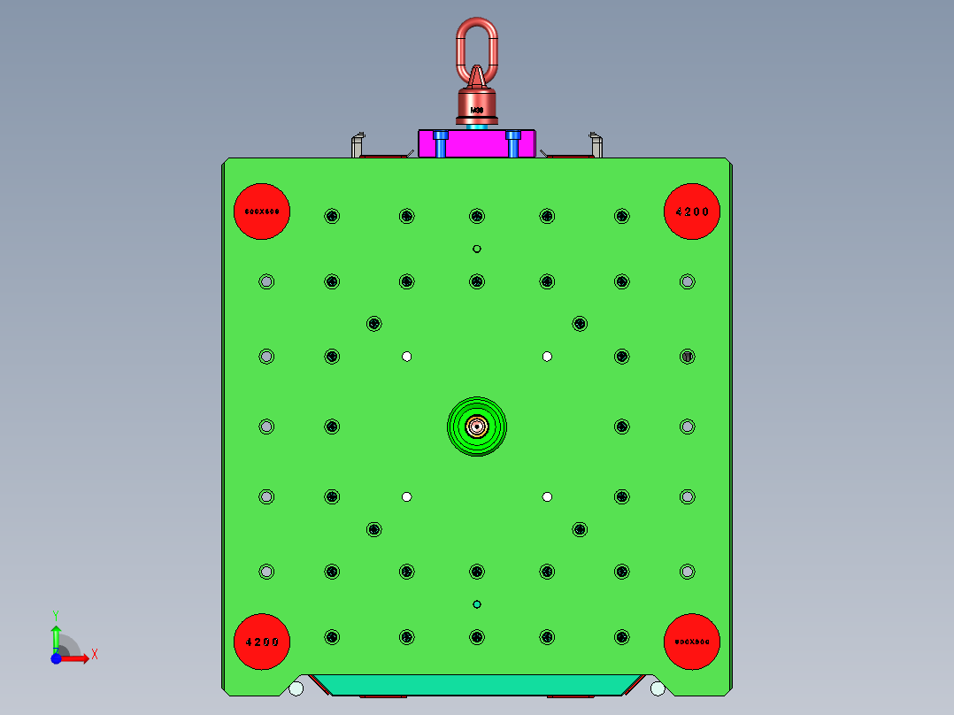 蔚来汽车机舱装饰板1+1塑胶模具前视图
