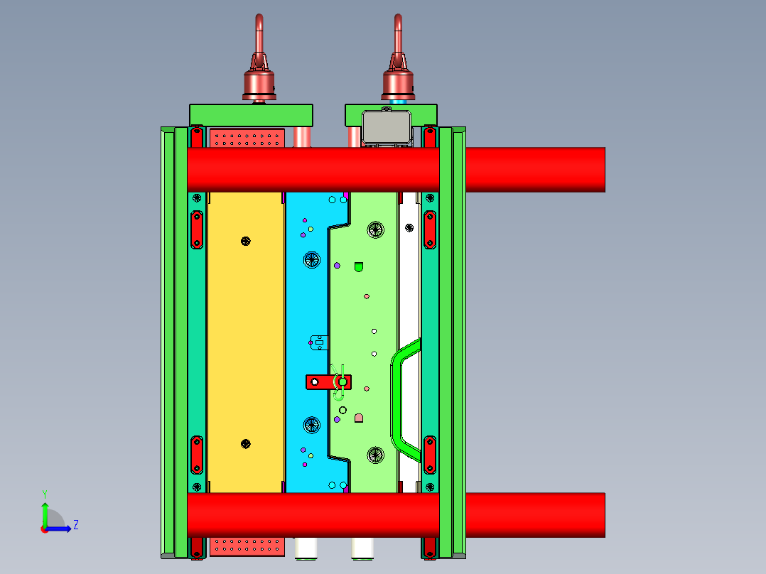 蔚来汽车机舱装饰板1+1塑胶模具左视图