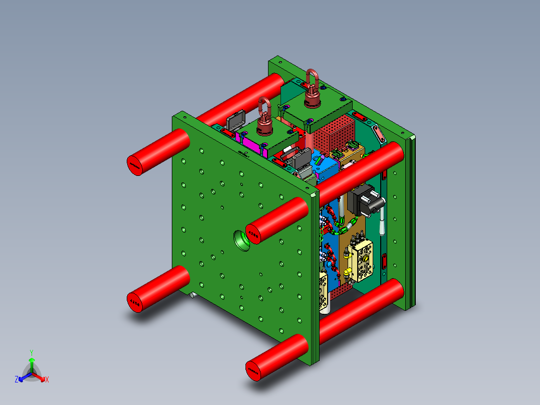 蔚来汽车机舱装饰板1+1塑胶模具正等轴测图