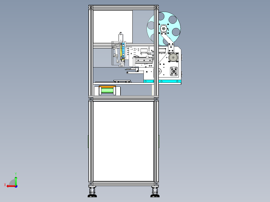 手机电池盖贴标机（也可适用于PCB板条码贴装）后视图