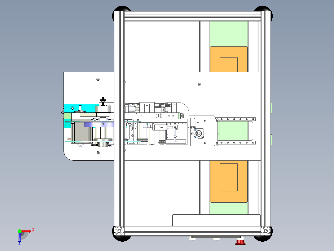 手机电池盖贴标机（也可适用于PCB板条码贴装）俯视图