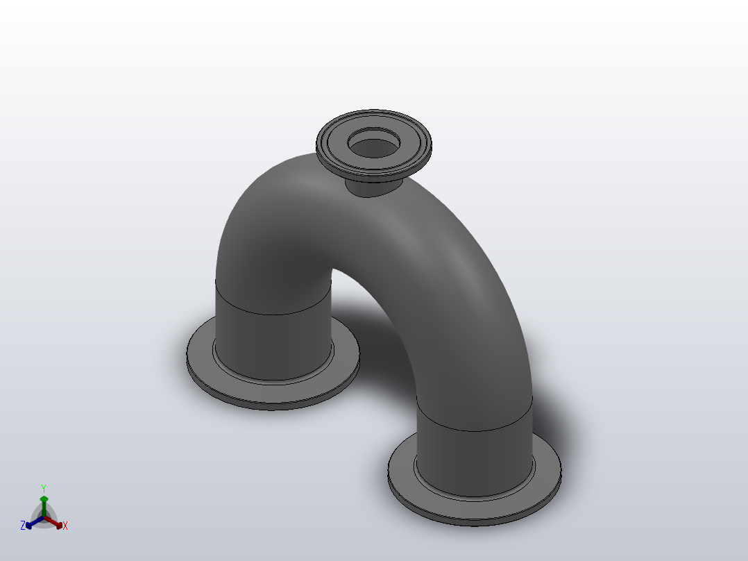 180°卡式U型三通[1506209-200075]正等轴测图