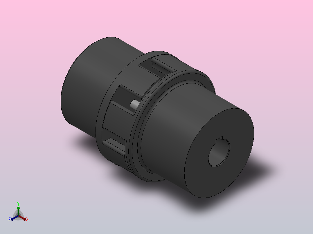 LM型梅花形弹性联轴器_LM5联轴器J128×62／Z25×44正等轴测图