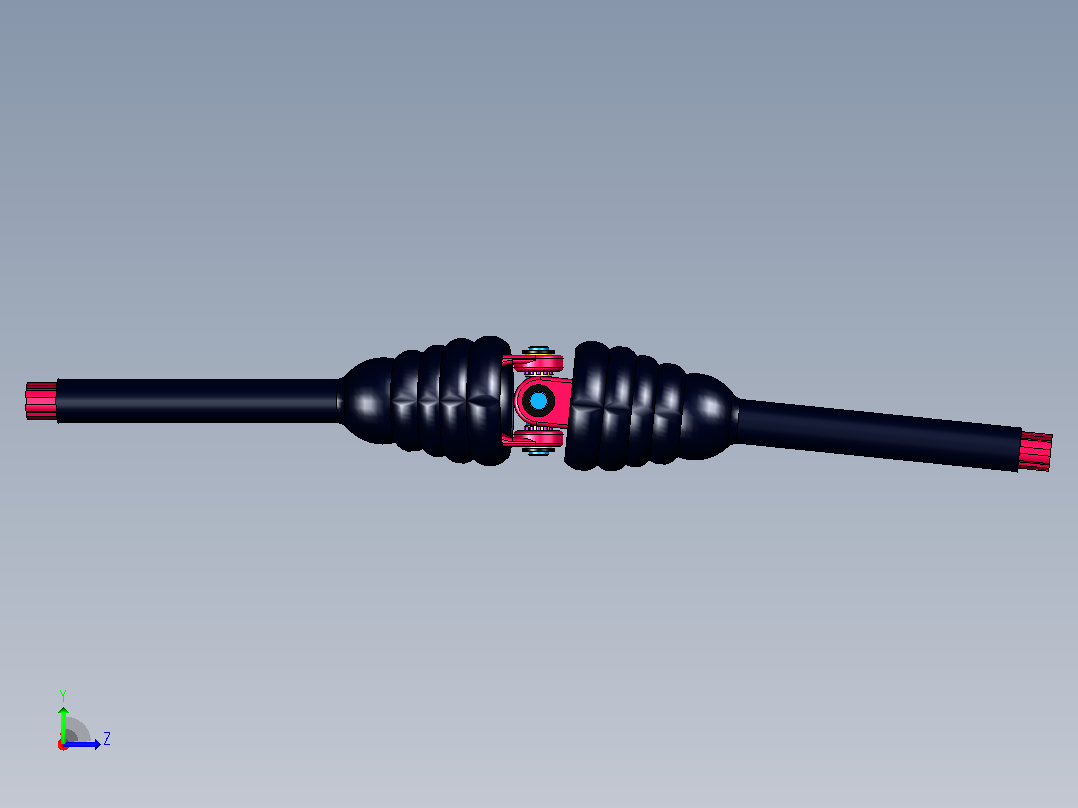 cardanic joint万向节传动轴结构3D图纸 STP格式左视图