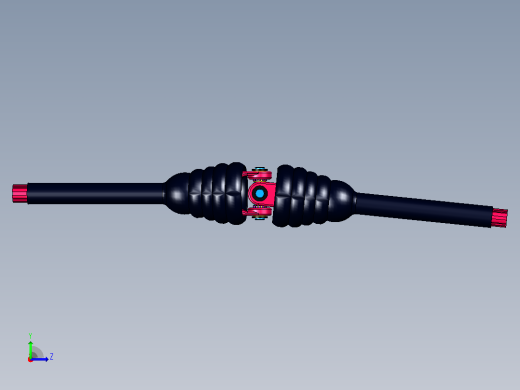 cardanic joint万向节传动轴结构3D图纸 STP格式左视缩略图