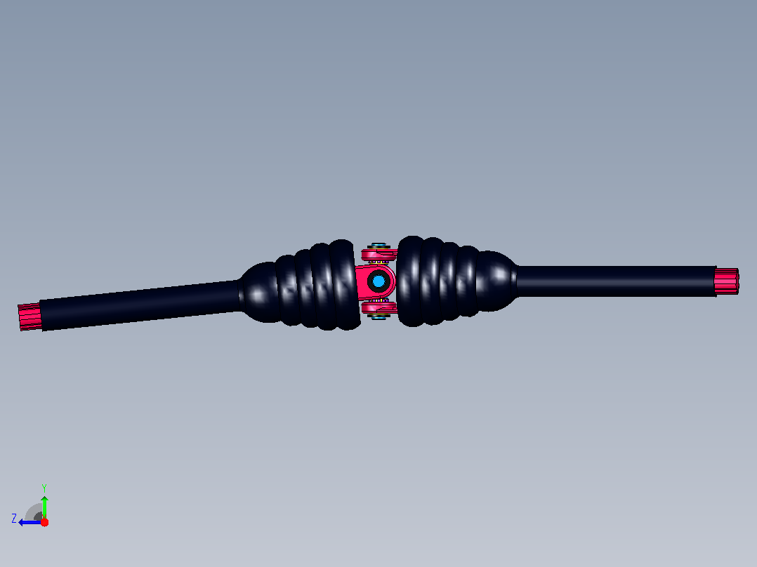 cardanic joint万向节传动轴结构3D图纸 STP格式右视图