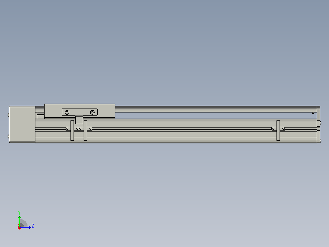 SYS14-350-BR-200W滚珠花健、支撑座、滚珠丝杠、交叉导轨、直线模组.STEP左视图