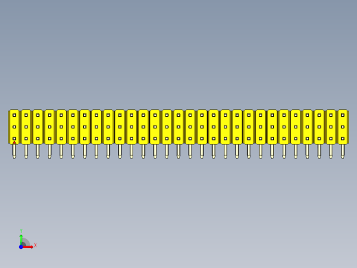 彩色公排针 100mil 2.54mm 系列-DS1022_yellow_3x29p_100mil_TypeD_rev1.0前视缩略图
