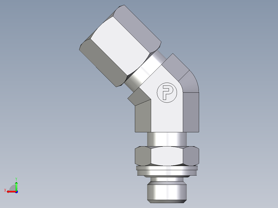 卡套式工业通用硬管接头EO_Adjustable_locknut_45_deg_elbow_VEE06LMCF后视图