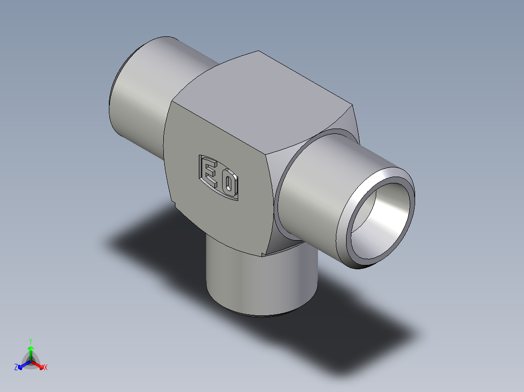 卡套式工业通用硬管接头EO_Union_tee_T06LLCFX正等轴测图