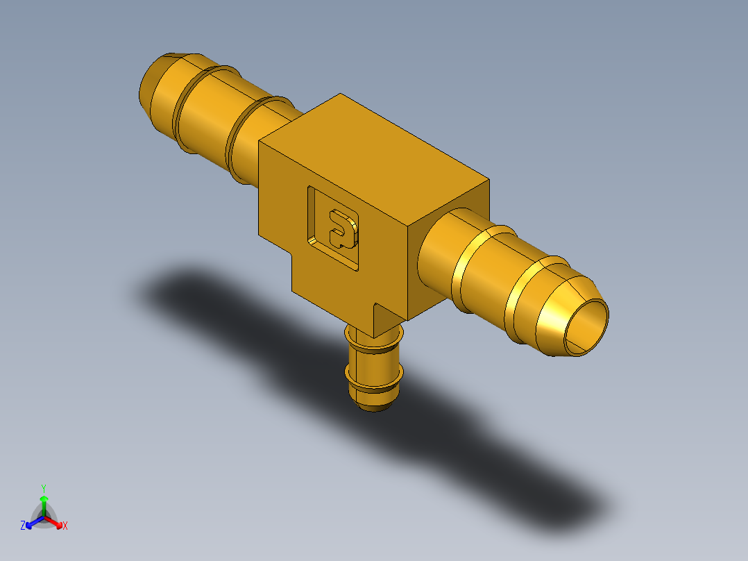 工业通用螺蚊管倒齿式工业硬管接头Union Tee Combination Sizes 224-4-4-5_32正等轴测图