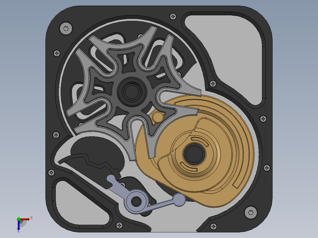 间歇槽轮转盘传动机构(含动画)俯视图