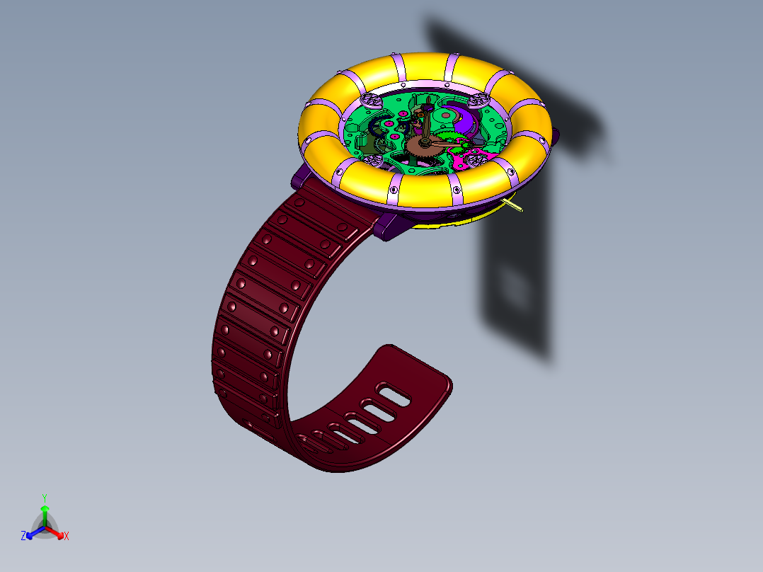 全自动机械多功能皮带男表正等轴测图