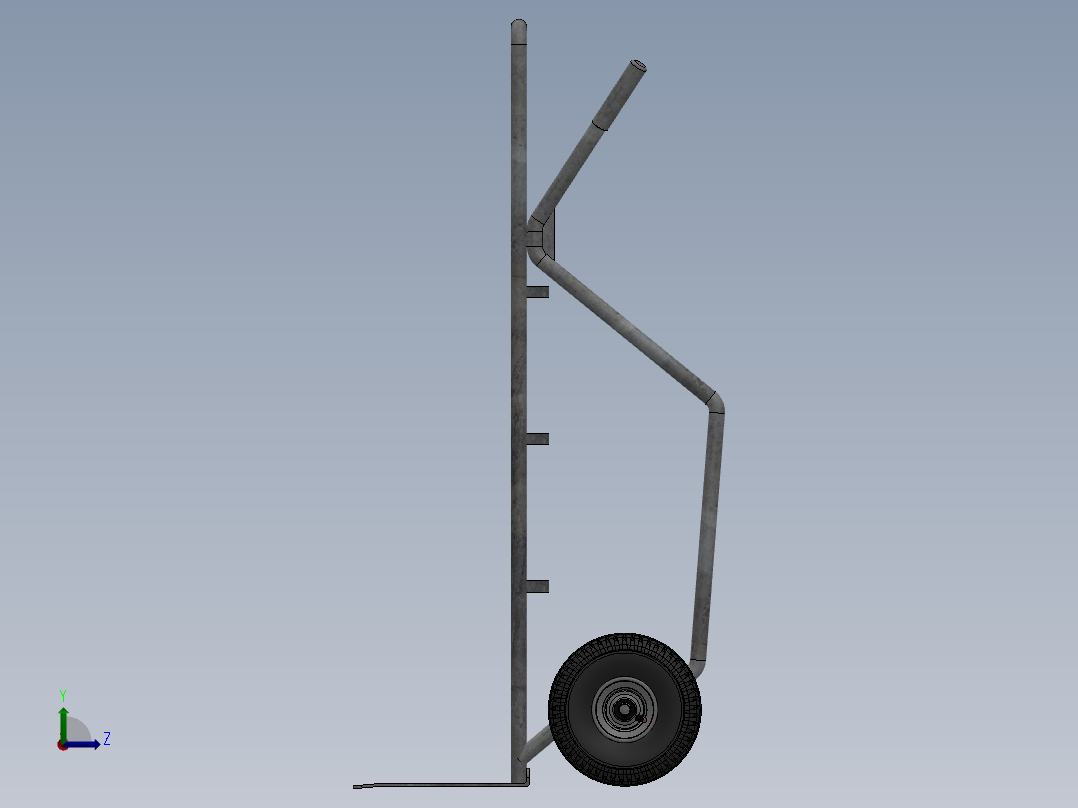 钣金材质的货物推车设计模型左视图