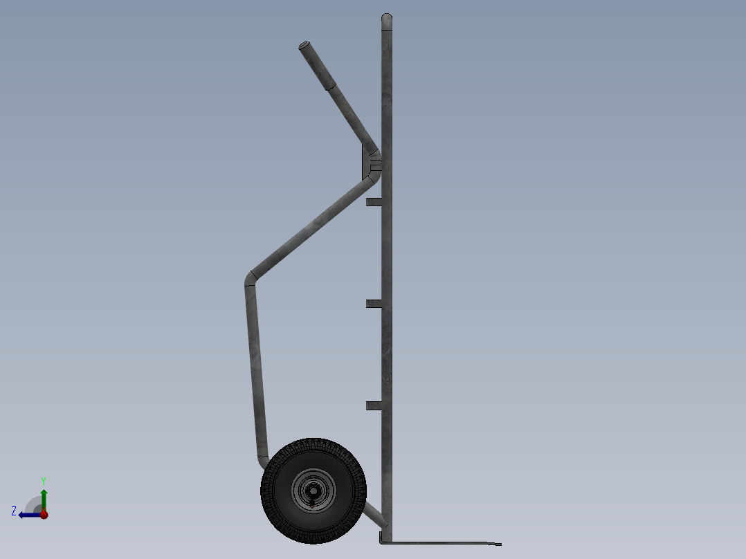 钣金材质的货物推车设计模型右视图