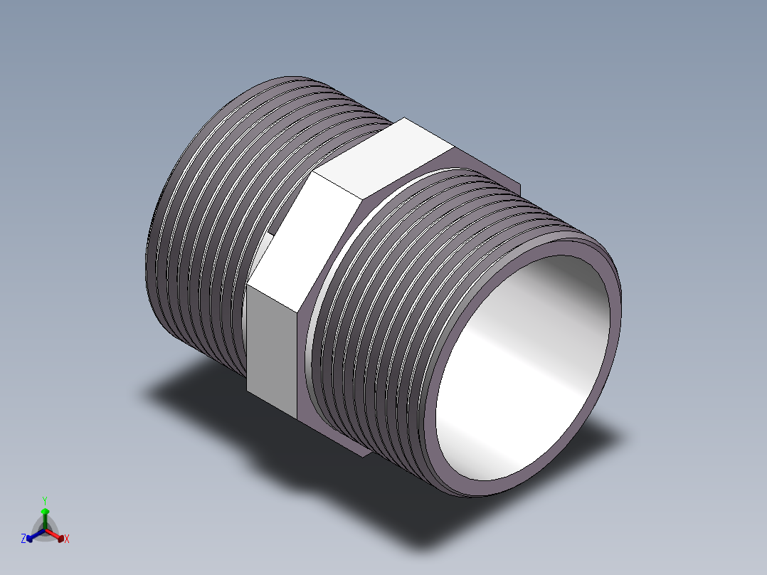 对丝-六角等径 DN32正等轴测图
