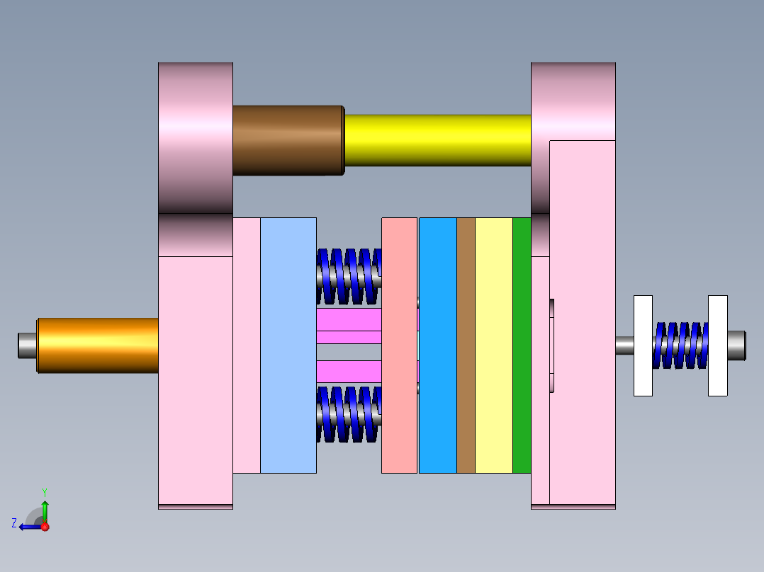 Q262-支撑架冲压（冲裁）复合模具设计【三维SolidWorks】右视图