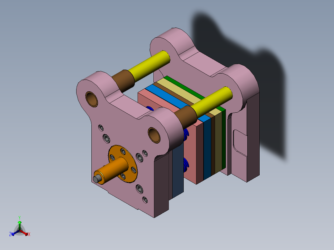Q262-支撑架冲压（冲裁）复合模具设计【三维SolidWorks】正等轴测图