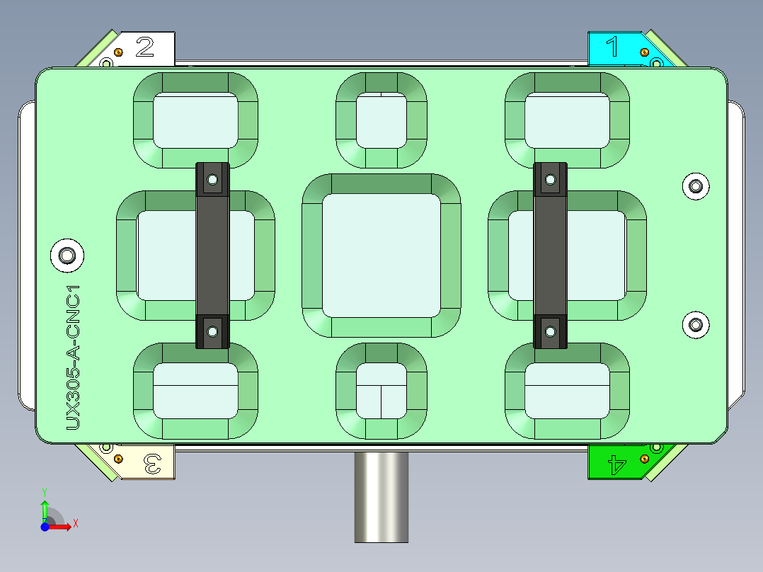 UX305-A-笔记本CNC工装夹具三维模型CNC1-1020前视图