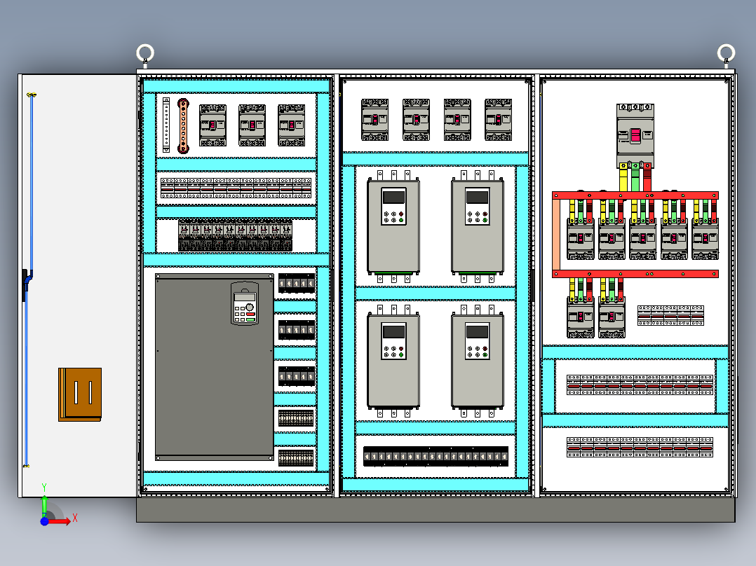 三柜组装变频器软启动630A控制柜前视图