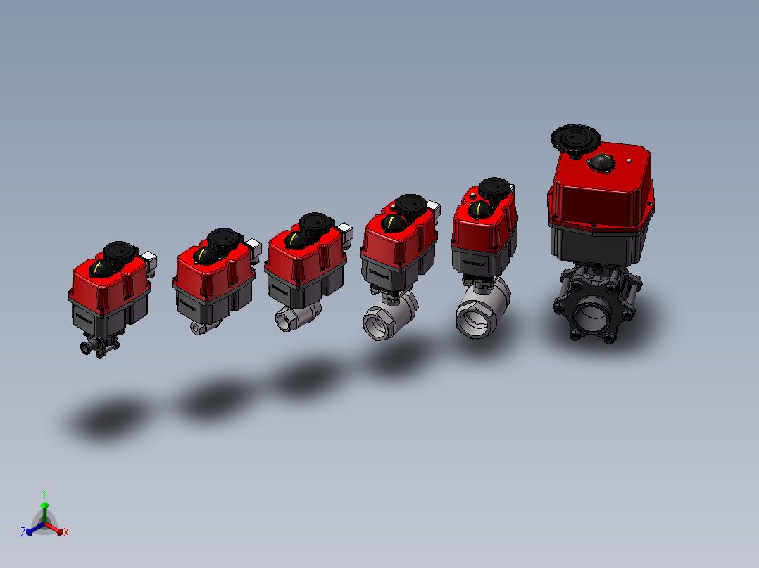 6款14英寸电动2件式不锈钢球阀正等轴测图