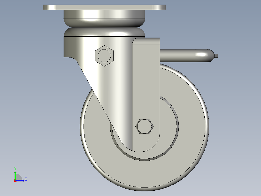 脚轮CLC02-D100-RB左视图