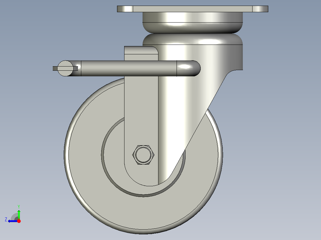 脚轮CLC02-D100-RB右视图