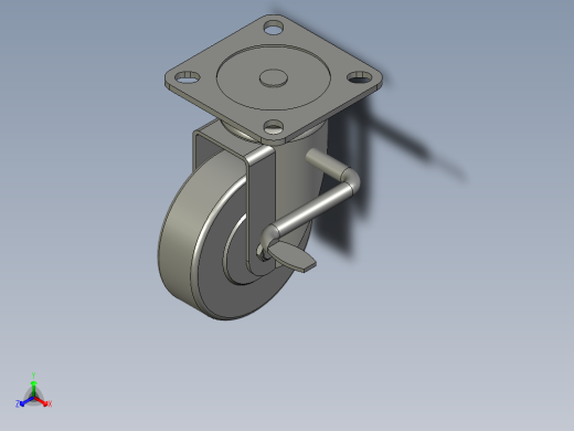 脚轮CLC02-D100-RB正等轴测缩略图