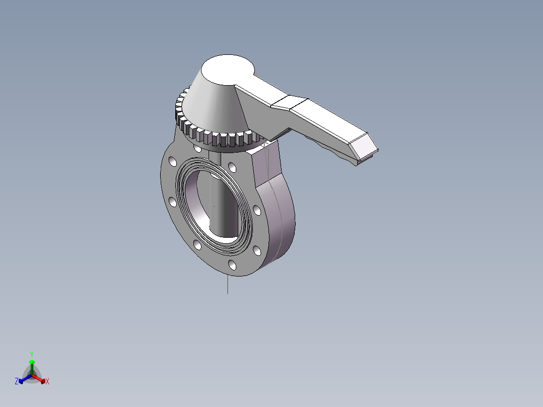 手柄式蝶阀-UPVC DN25-DN150_4正等轴测图