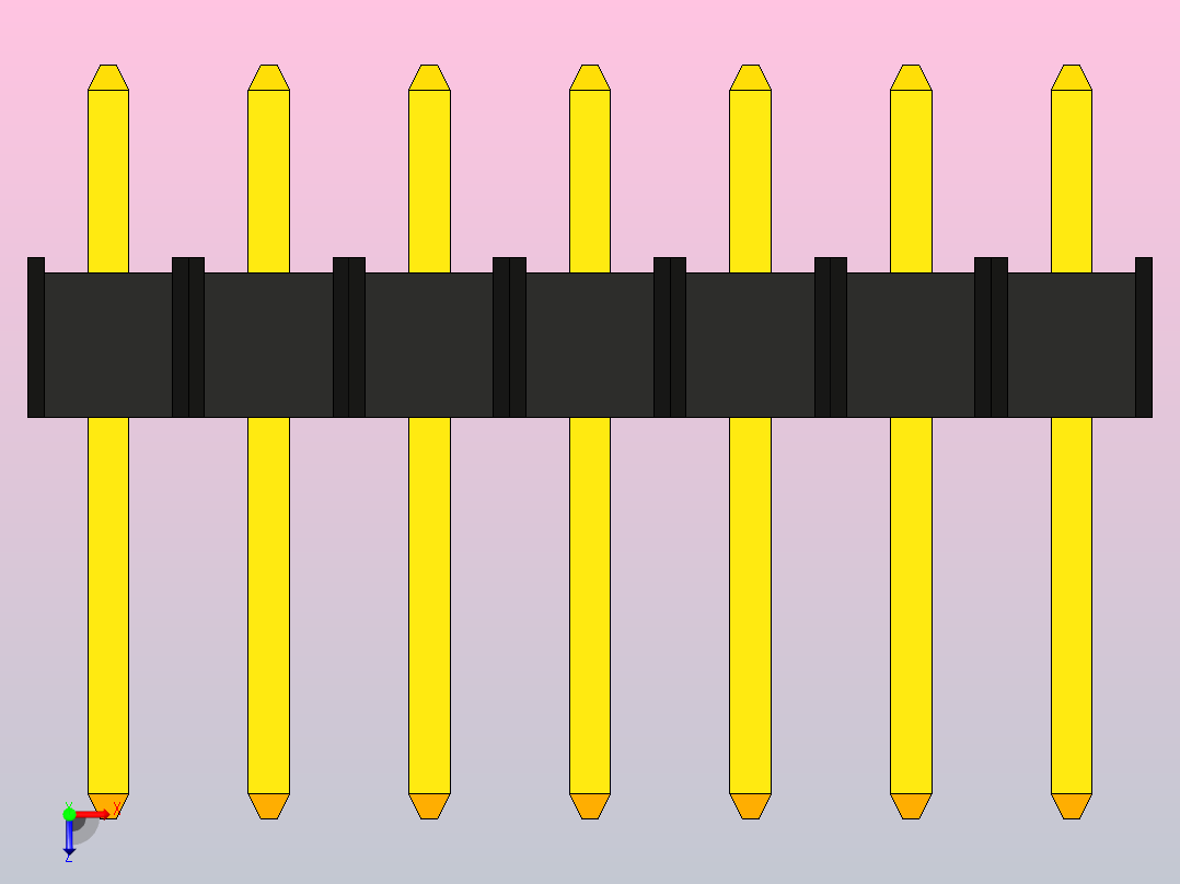 7针接口 - 公头 - 2.54mm俯视图