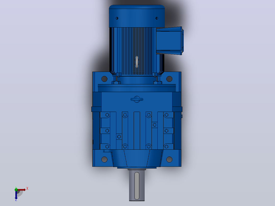 R97底脚轴伸式安装斜齿轮减速机R97-Y2.2-4P-100-M1-0°俯视图