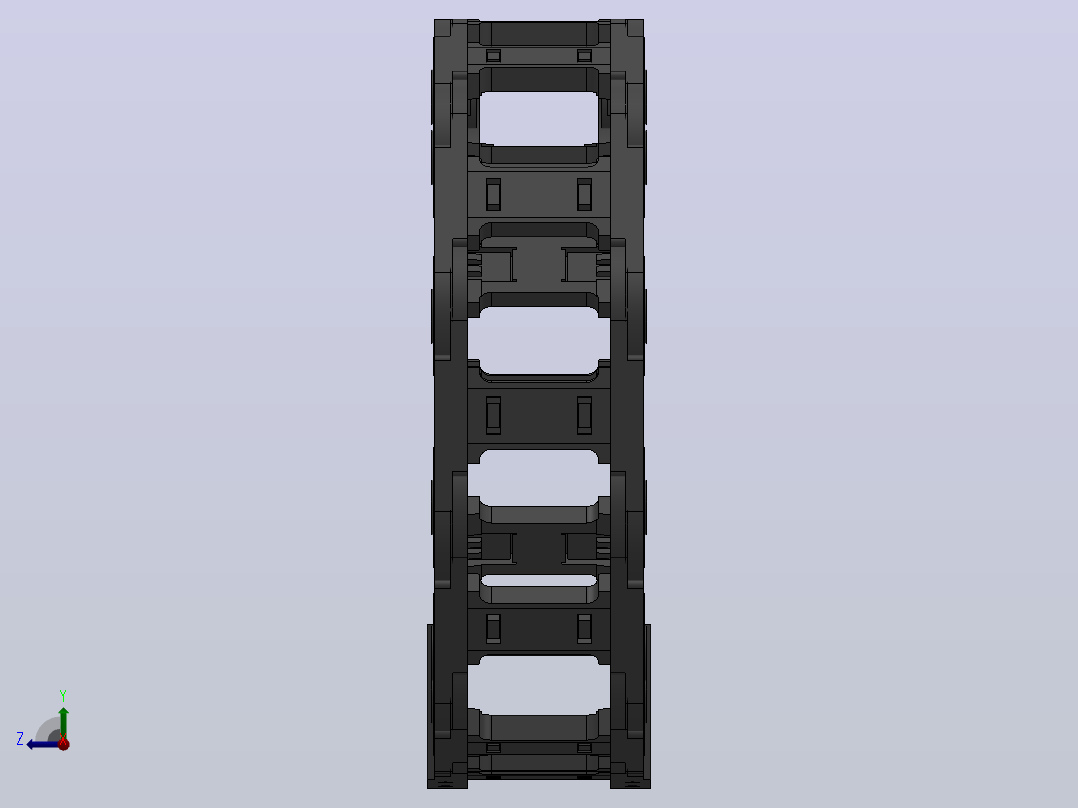 弯曲半径125内高45两侧打开型桥式拖链_DMD45BD-30-60-125R-30右视图